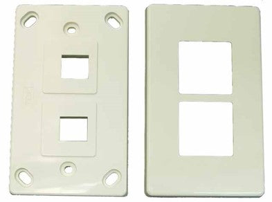 Dual Port RJ45 Keystone Face Plate 2 Piece Horizontal Mount