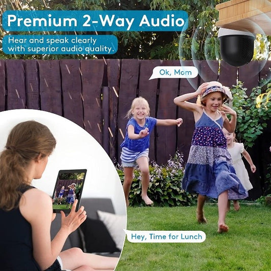 Security Camera Outdoor Solar 2Packs, DEKCO WiFi Outdoor Security Cameras Pan-Tilt 360° View, 1080P Surveillance Cameras with Motion Detection and Siren, 2-Way Audio, Full Color Night Vision, Waterproof