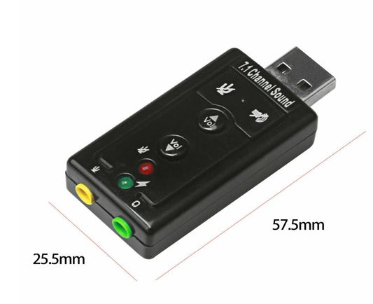 Black External 7.1 Channel USB2.0 3D Virtual Audio Sound Card Adapter PC