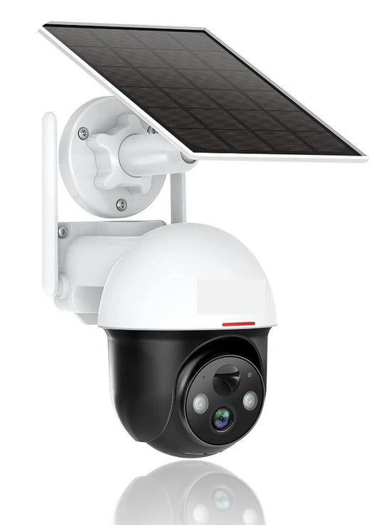 Security Camera Wireless Outdoor, Solar Powered 2.4G WiFi 360° View Pan Tilt Strobe Light/ Spotlight Home Security System with Motion Detection and Siren, Two-Way Audio, IP65, Clear Night Vision