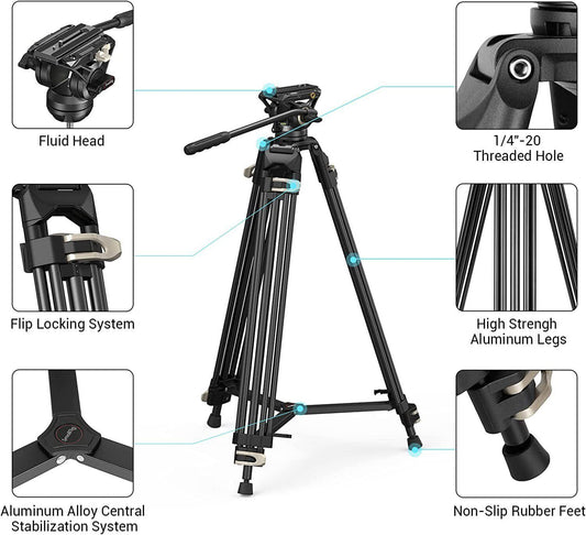 SmallRig Heavy-Duty Fluid Head Tripod AD-01 for TWO QR Plate Mode- 3751
