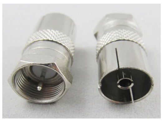 TV Antenna Connector adapter F Male Plug to TV PAL Female Jack