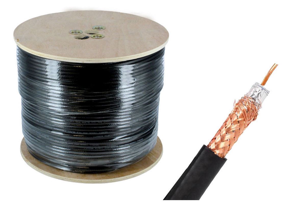 RG6 1000ft Dual Shield Black Cable Coaxial 18AWG Wooden Drum CCS UL listed