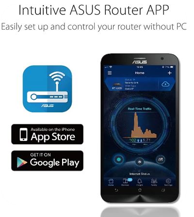 ASUS AX1800 WiFi 6 Router (RT-AX1800S) - Dual Band Gigabit AX Wireless Internet Router, 4 GB Ports, Easy App Setup, ubscription-Free Internet Security Powered by Trend Micro, Parental Controls, WPS