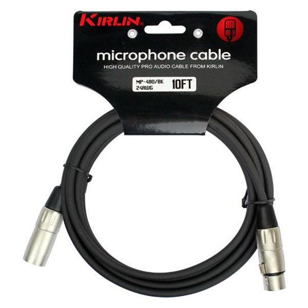 Kirlin MP-280-10FT/BK 20AWG XLR MALE-XLR FEMALE