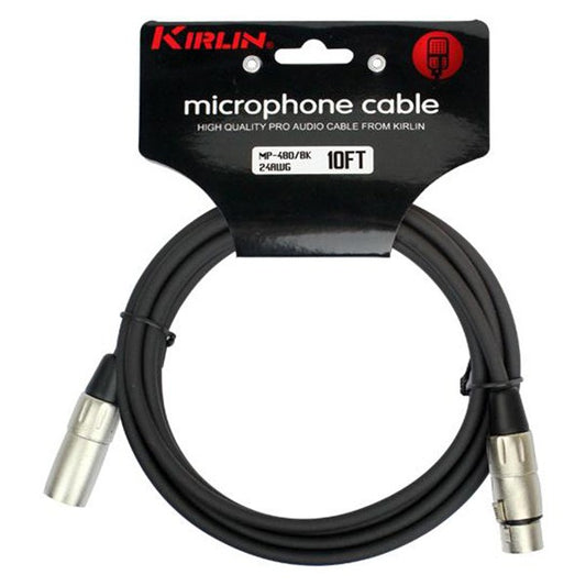 Kirlin MP-280-10FT/BK 20AWG XLR MALE-XLR FEMALE