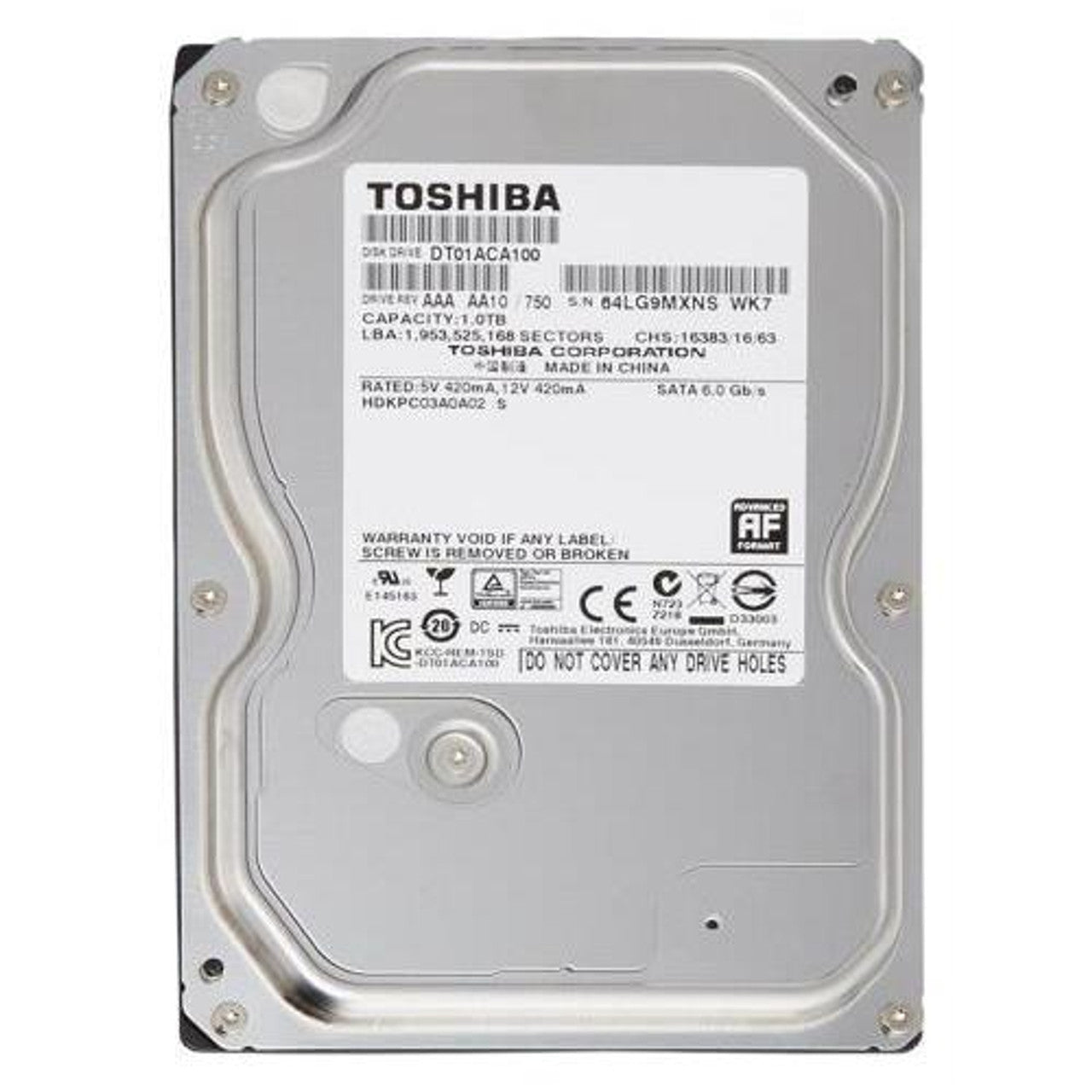 Toshiba 1TB Sata DT01ACA100 3.5" 7200RPM