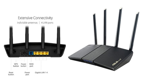 ASUS AX1800 WiFi 6 Router (RT-AX1800S) - Dual Band Gigabit AX Wireless Internet Router, 4 GB Ports, Easy App Setup, ubscription-Free Internet Security Powered by Trend Micro, Parental Controls, WPS