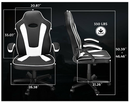 Computer Gaming Chair Office Racing Style Recliner Seat Swivel High-back Chair White