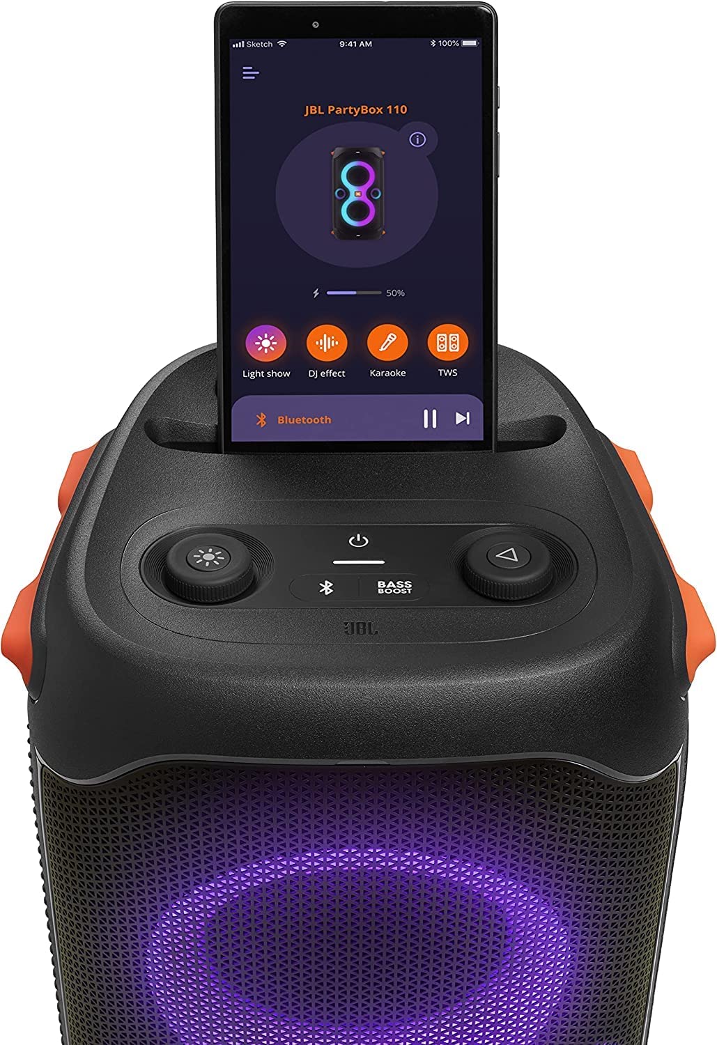 JBL PartyBox 110 - Portable Party Speaker with Built-in Lights, Powerful Sound and deep bass