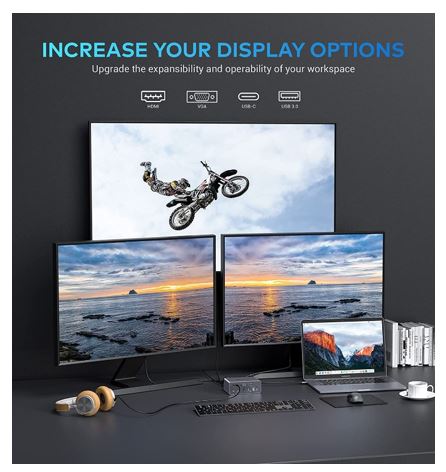 Docking Station,UtechSmart 19 in 1 Quadruple Display Laptop USB C Docking Station,USB C Hub Dock 3 HDMI Adapter for MacBook&Windows (3 HDMI,VGA,PD 3.0,Ethernet,SD/TF Card Reader,Audio,6 USB Ports)