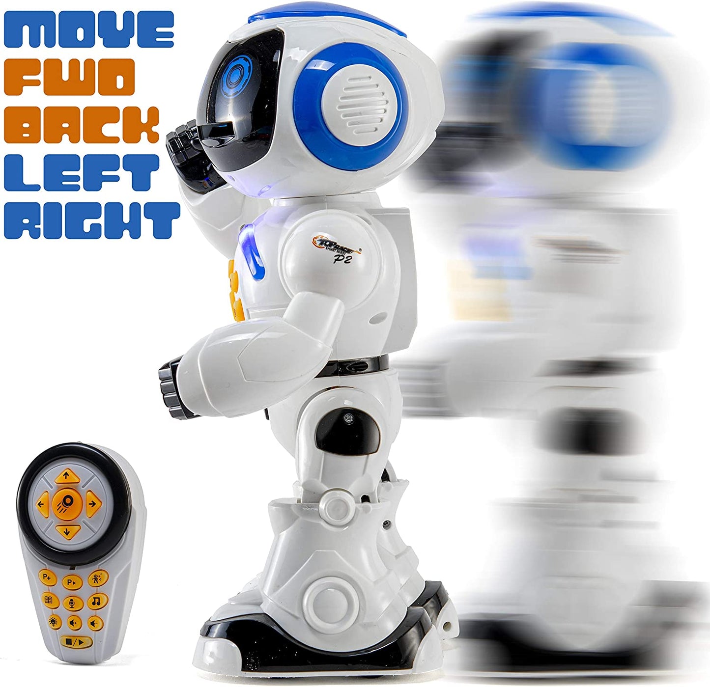 TOP RACE Remote Control RC Robot Toy Walking Talking Dancing Toy AI Robots for Kids, Sings, Reads Stories, Math Quiz, Shoots Discs, Voice Mimicking. Educational Toys for 3 4 5 6 7 8 9 Year Old Boys