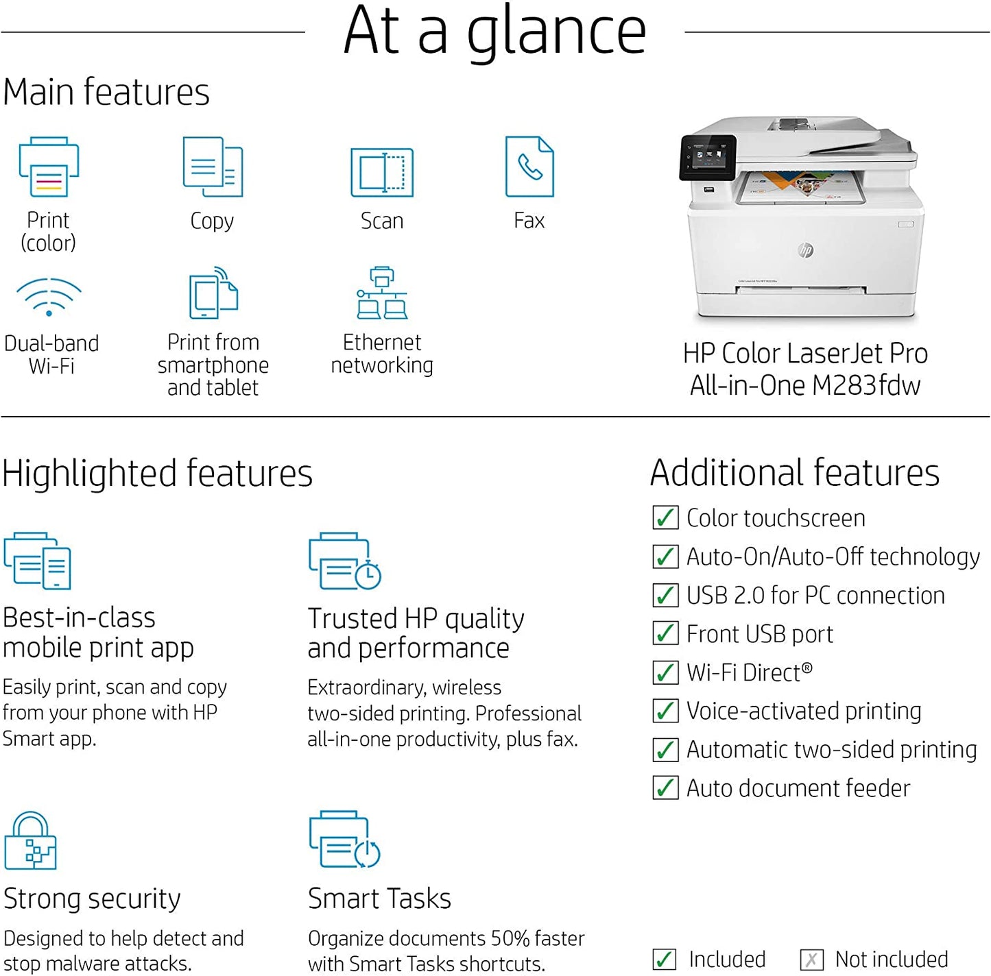 HP Colour LaserJet Pro MFP M283fdw 21ppm Laser MFC Printer