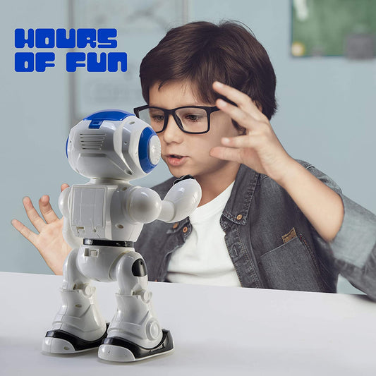 TOP RACE Remote Control RC Robot Toy Walking Talking Dancing Toy AI Robots for Kids, Sings, Reads Stories, Math Quiz, Shoots Discs, Voice Mimicking. Educational Toys for 3 4 5 6 7 8 9 Year Old Boys