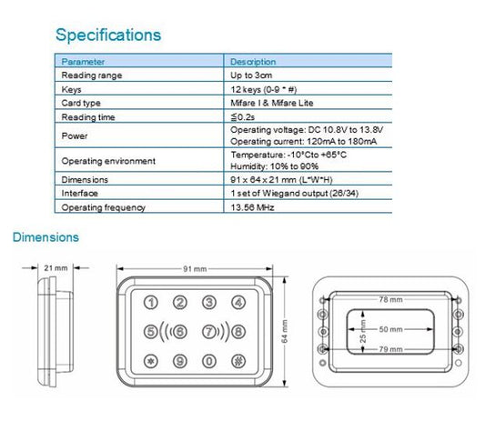 Card Reader (Mifare, Keyboard)