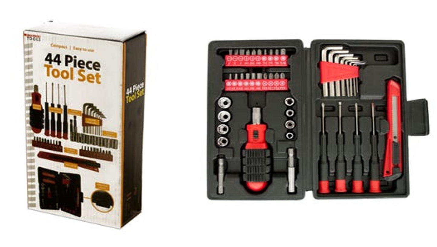 Compact 44 Pc Tool Set in Storage Case