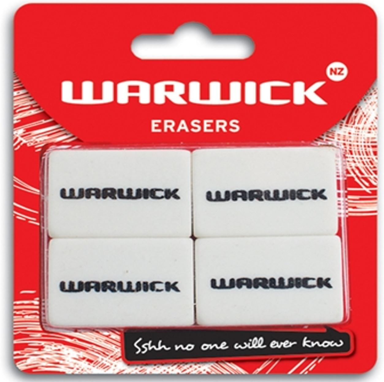 WARWICK ERASER MULTI 4 PACK HANGSELL