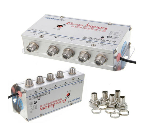 4 Way CATV VCR TV Antenna Signal Outlet Amplifier Booster Splitter 45-860MHz