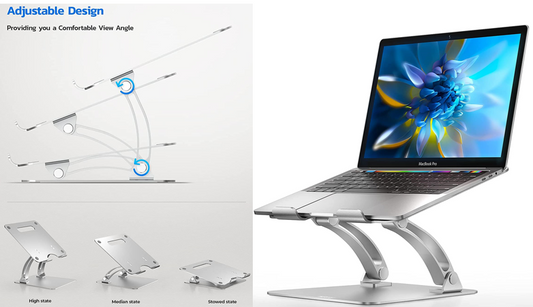 Nulaxy Laptop Stand, Ergonomic Height Angle Adjustable Laptop Riser Holder Compatible with MacBook, Air, Pro, Dell XPS, Samsung, Alienware All Laptops 11-17", Supports Up to 44 Lbs-Silver