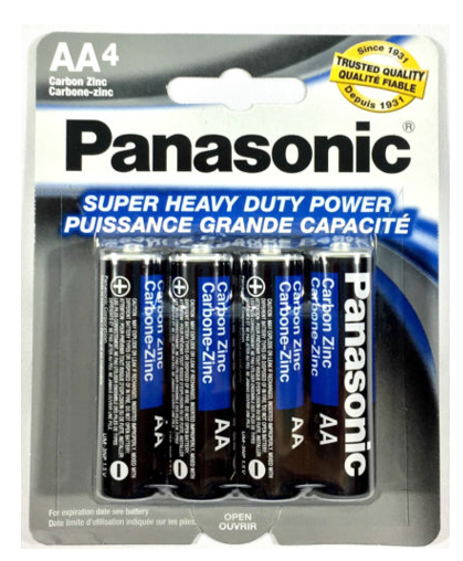 Panasonic AA Double A 4 Pack Batteries heavy Duty Battery 1.5v