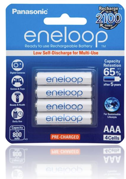 Panasonic Eneloop AAA 800mAh Rechargeable Batteries 4 Pack
