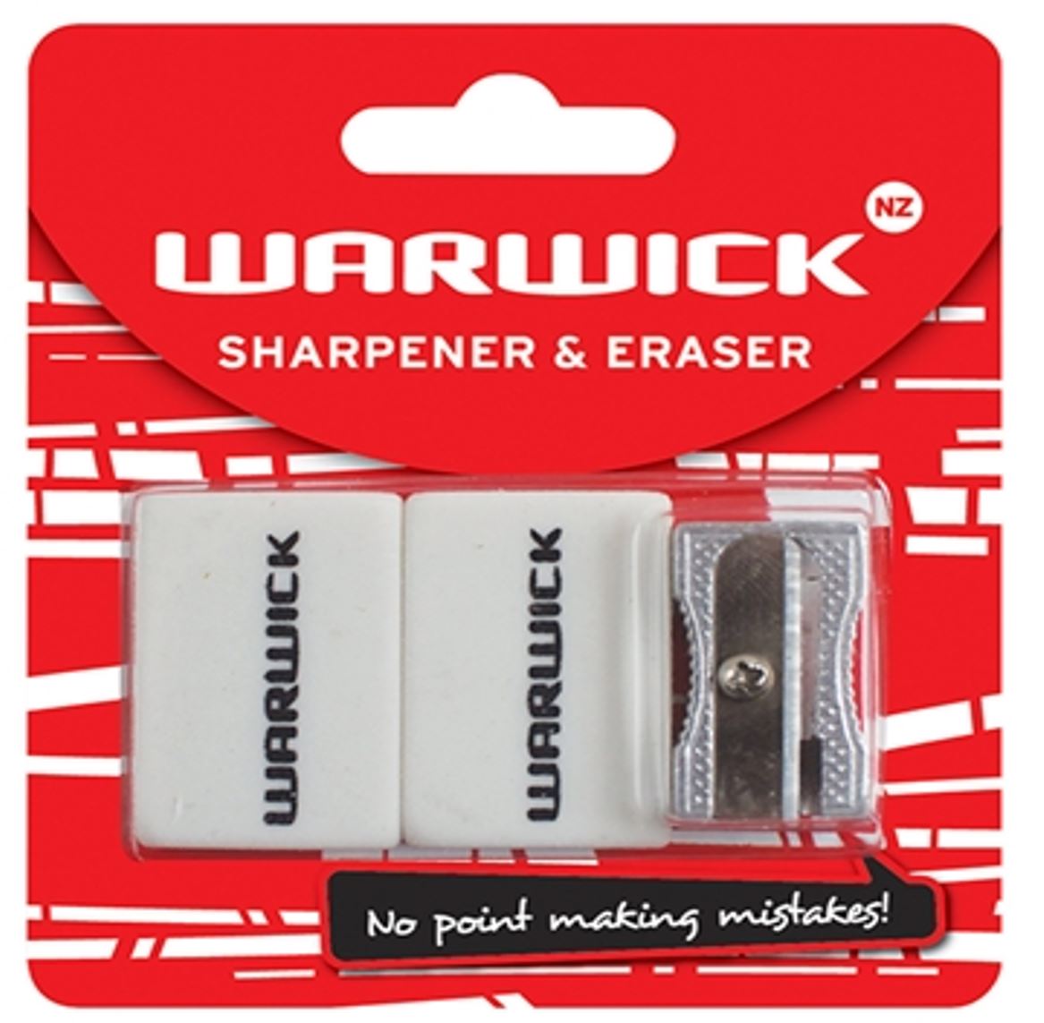 WARWICK 1 X SHARPENER & 2 X ERASER HANGSELL