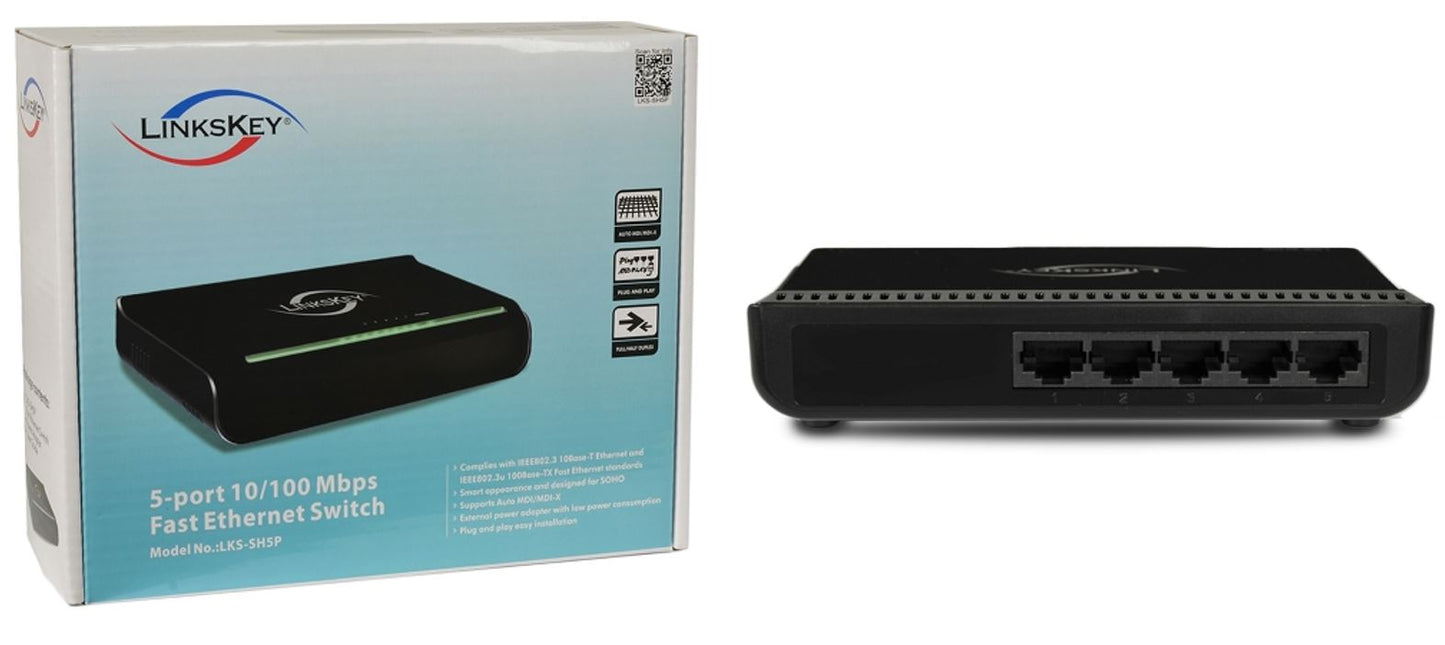 LinksKey LKS-SH5P 5-port 10/100Mbps Fast Ethernet Switch w/Green Technology