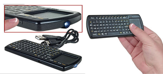 Wireless Backlit Rechargeable Micro Keyboard with Touchpad & USB Nano Receiver (Black) PKW250
