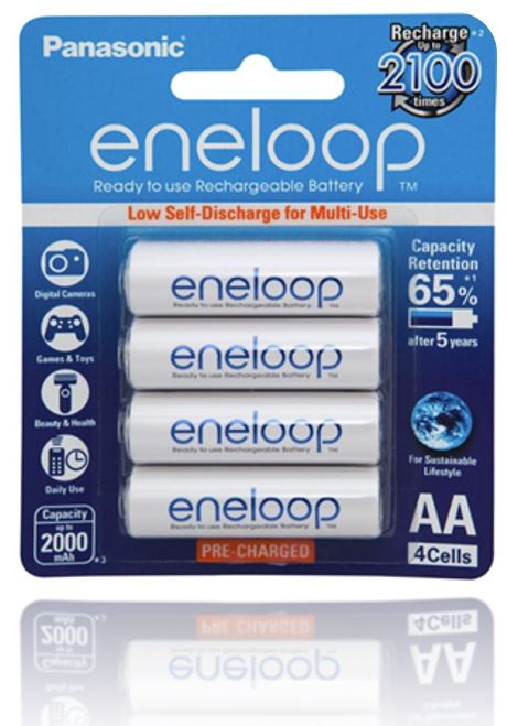 Panasonic Eneloop AA 2000mAh Rechargeable Batteries 4 Pack