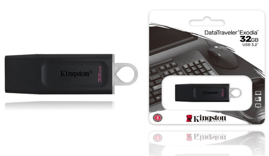 KINGSTON DATATRAVELER EXODIA 32GB USB 3.2 (GEN 1) FLASH DRIVE - 32 GB - USB 3.2 (GEN 1) - BLACK, WHITE