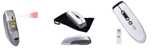 iOne LYNX-P2U 5-Button 2.4GHz Wireless Presenter Optical Scroll Mouse w/Laser Pointer, 800dpi & USB receiver (Silver)