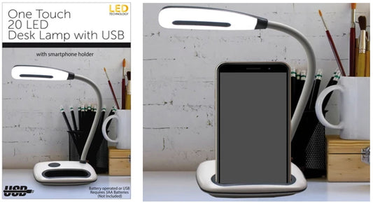 One Touch 20 LED Desk Lamp with USB