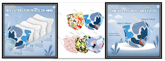 Kid KN95 Face Mask 50 Pack, 5-Layers Breathable KN95 Masks, Animal Print