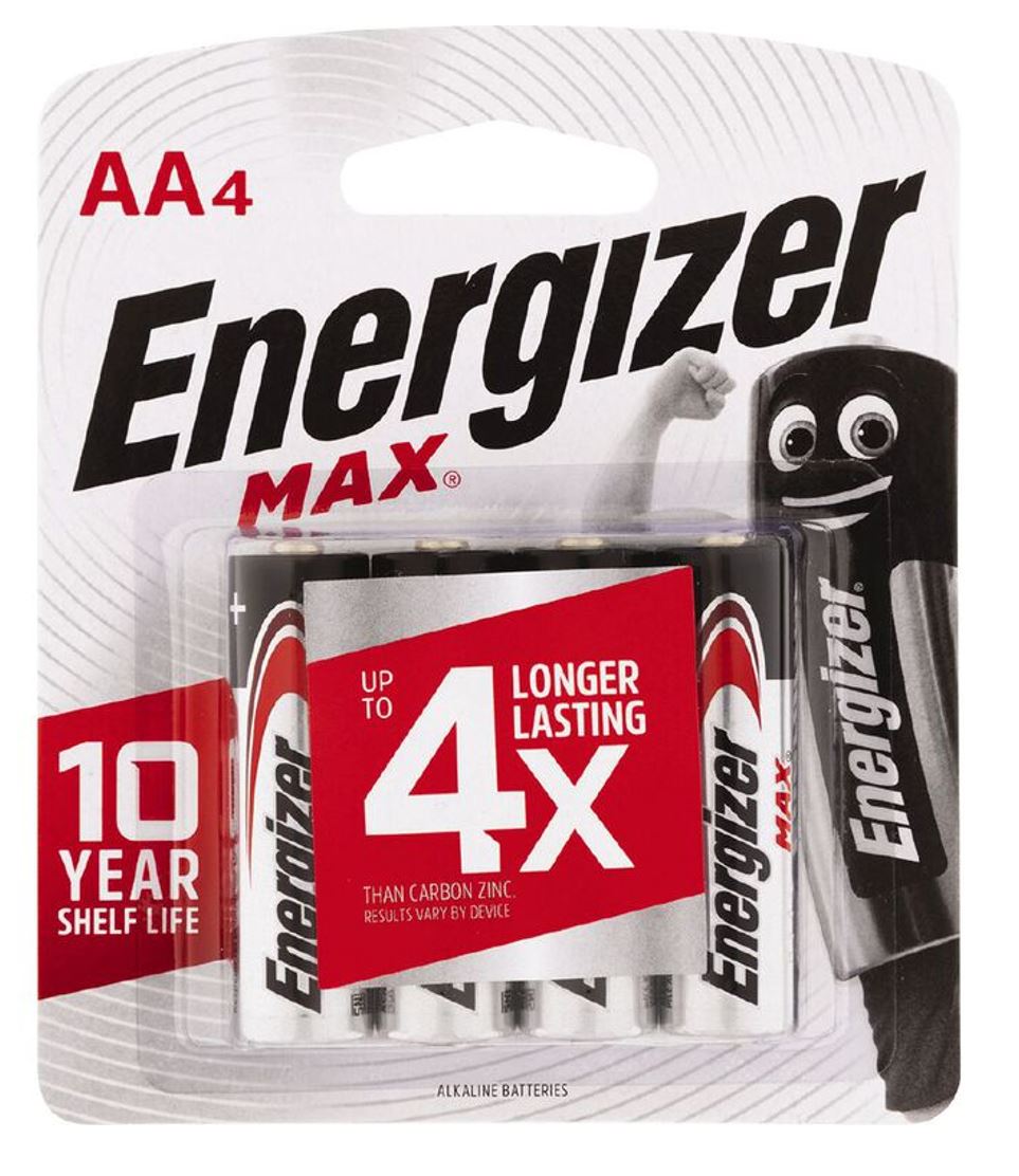 Energizer Alkaline AA 4 pack card