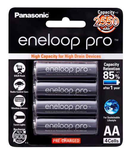 Panasonic Eneloop PRO AA 2500mAh Rechargeable Batteries 4pack
