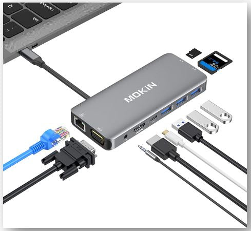 10 in1 Multiport Type C To USB-C 4K HDMI Adapter USB 3.0 Cable Hub