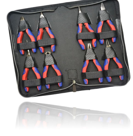 GOLDTOOL 8-Piece Mirror Polished CRV Precision Plier Set. Includes