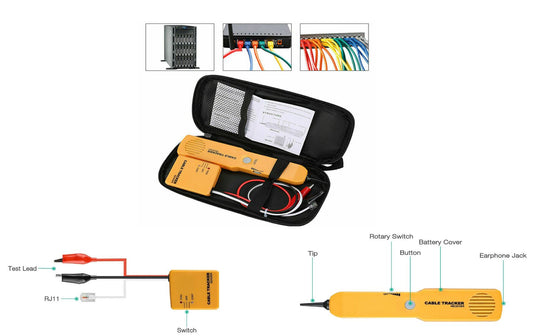 Network RJ11 Line Finder Cable Tracker Tester Toner Electric Wire Tracer Pouch