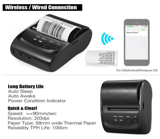 USB Thermal Receipt Printer 58mm Portable Label Printer ESC/POS machine