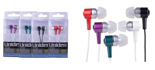 Uniden 5ST545 Noise Reducing Earbud Stereo Headphones w/3.5mm Jack & 3 Sets of Ear Tips (Assorted Colors)