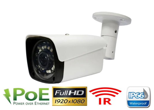 IP Bullet Camera 5MP CMOS Sensor,6PCS IR Araay LED,30Meter IR Distance ,with POE IP66 weatherproof bullet IR Camera with 3-axis bracket