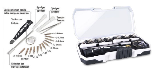 iWork 18-Piece Digital Mobile Device Repair Tool Kit w/Screwdriver Bits, Tweezers, Suction Cup, Case & More!