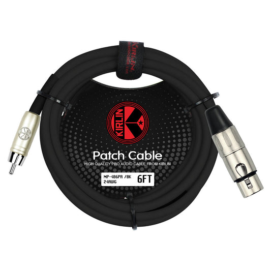 Kirlin Patch Cable MP-486PR-6FT/BK 24AWG XLR FEMALE-RCA PLUS
