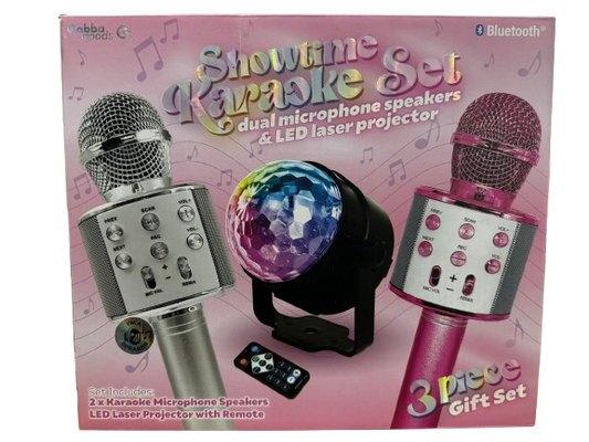Show Time Karaoke Set Dual Micorphone Speakers & LED Light laser projector