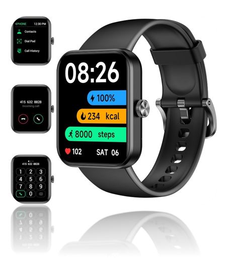EURANS Smart Watch 42mm Bluetooth Calling (Answer/Make Call) HD Touch Screen IP68 Waterproof Fitness Tracker for Android and iOS Phones, Blood Oxygen