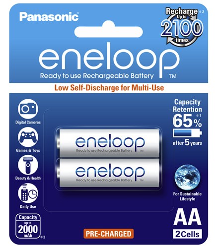 Panasonic Eneloop AA2Pack  2000mAh Rechargeable Batteries 4 Pack
