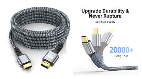 4k Hdmi Cable 50ft / 15M Ultra High Speed HDMI 2.0 Cable 4K@60HZ 3D ARC Gold Plated Connector Ethernet Audio Video Return HDMI Cord for UHD TV Monitor Laptop Xbox PS4/PS5 Roku TV ect.(Silvery)