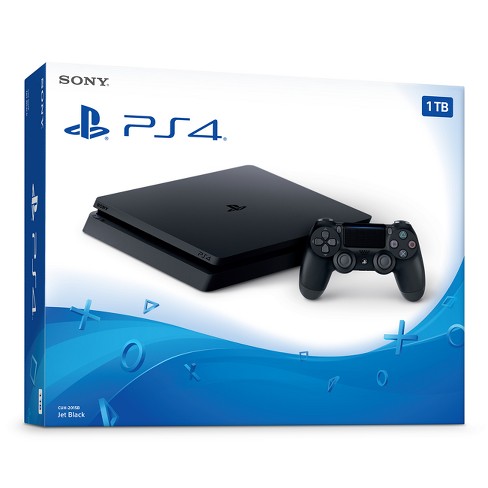 Sony Playstation 4 Slim 1TB System JET BLACK : DualShock 4 Wireless Controller, Blu-ray Disc Player, HDMI Cable