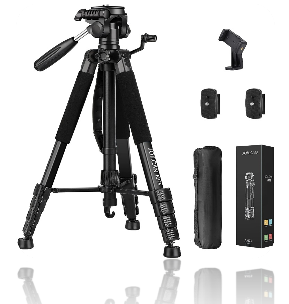 Tripod Camera Tripods, 74" Tripod for Camera Cell Phone Video Photography, Heavy Duty Tall Camera Stand Tripod, Professional Travel DSLR Tripods Compatible with Canon Nikon iPhone, Max Load 15 LB
