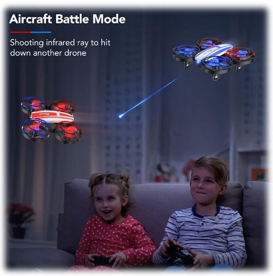 Potensic A21 Mini Drones for Kids, 2 Pack IR Battle Drone with LED Lights, RC Quadcopter with 3D Flip, 3 Speeds, Headless Mode, Altitude Hold, Toy Gift for Boys Girls (Red and Blue)